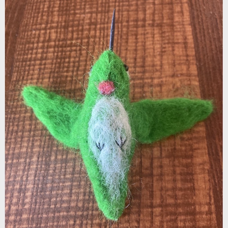 Felted Hummingbird close-up