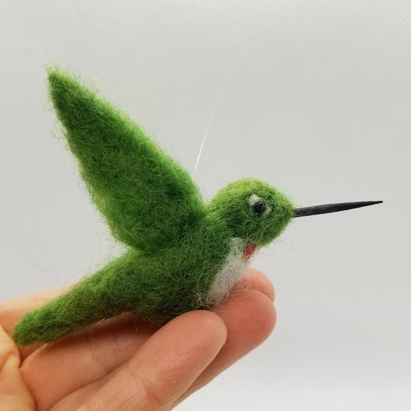 Felted Hummingbird close-up