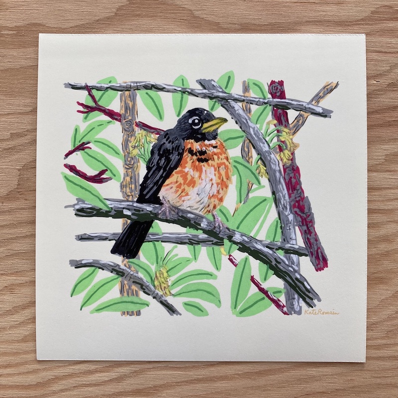 A photo of the Fluffed Robin Print