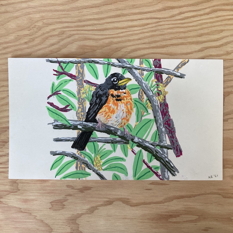 A photo of the Fluffed Robin Painting